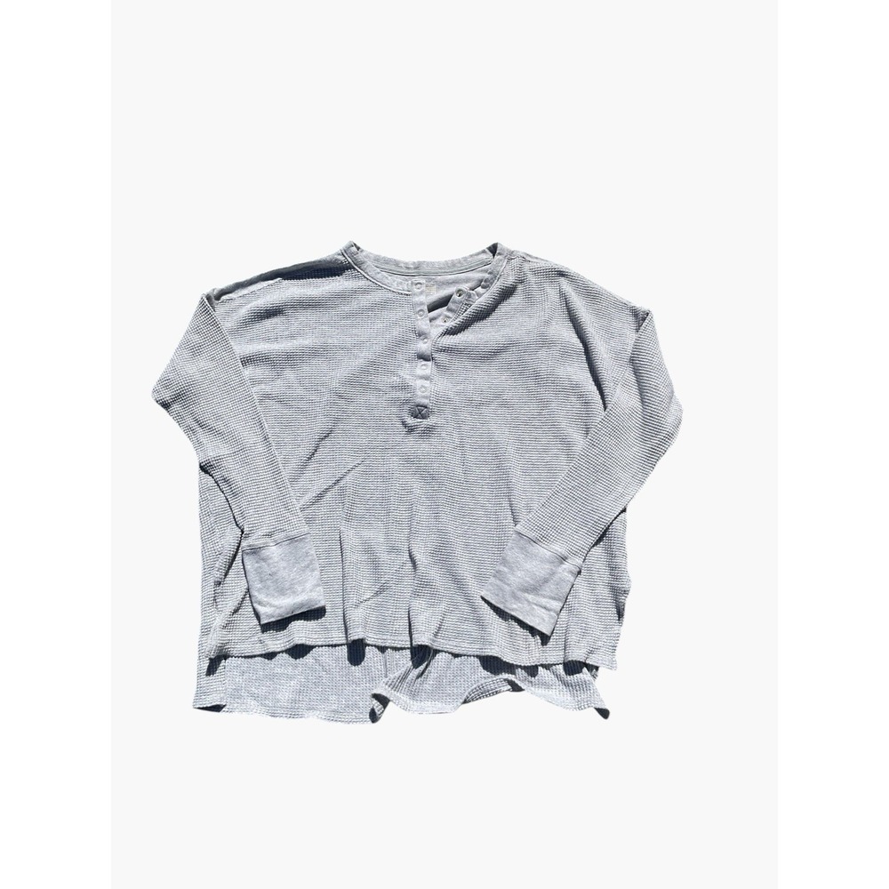 Offline by Aerie Shirt Womens M Gray Oversized Waffle Knit Thermal Long Sleeve